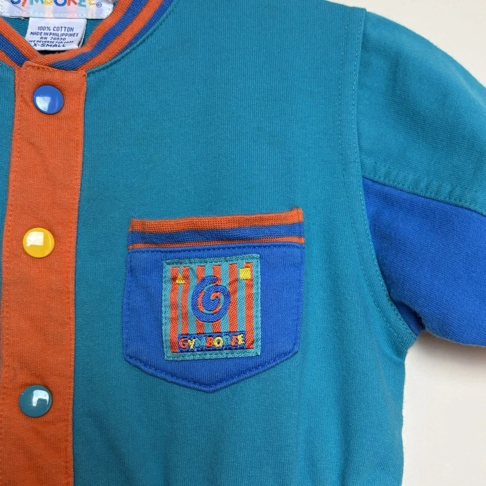Vintage Rainbow Tag Gymboree Romper Size XS Green Orange Blue
